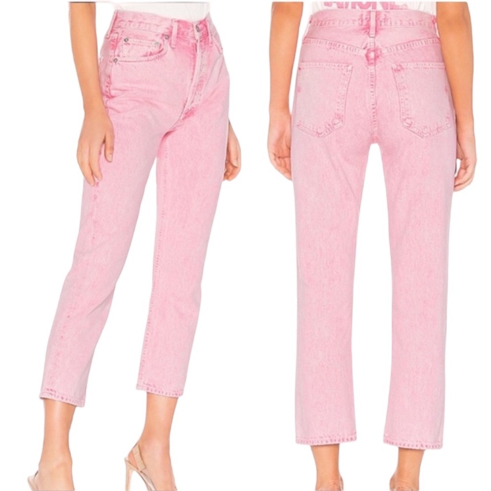 Agolde Pink Straight Leg Jeans